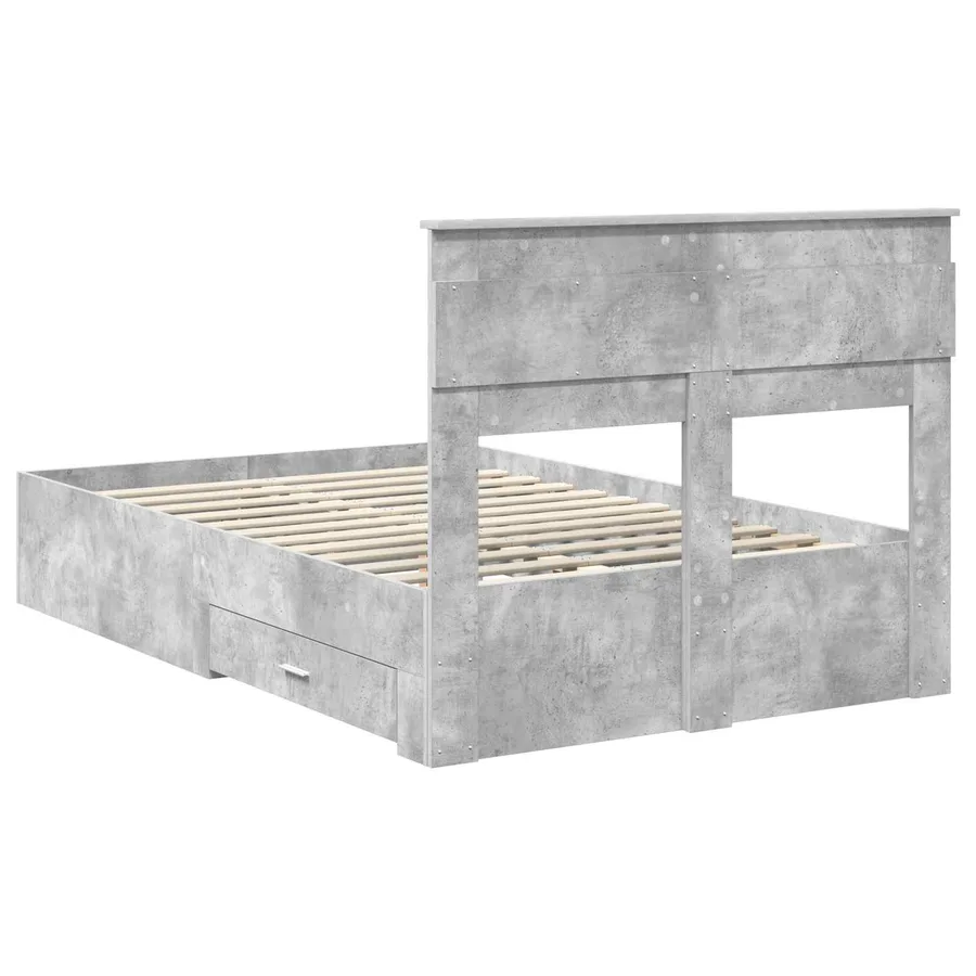 Cadre de lit Gris béton 120 x 190 cm Bois d'ingénierie - 10