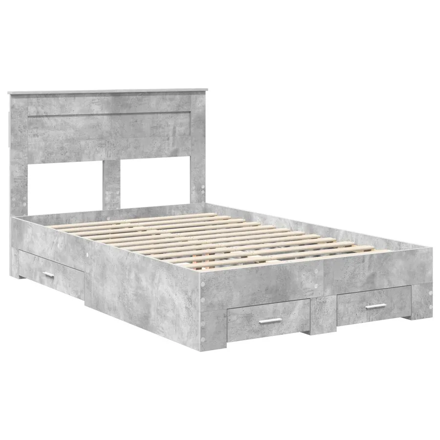 Cadre de lit Gris béton 120 x 190 cm Bois d'ingénierie - 4