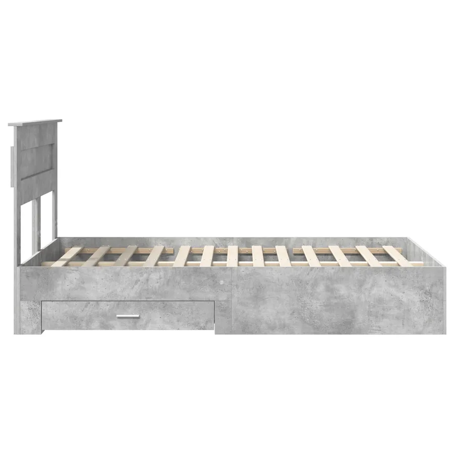 Cadre de lit Gris béton 120 x 190 cm Bois d'ingénierie - 9