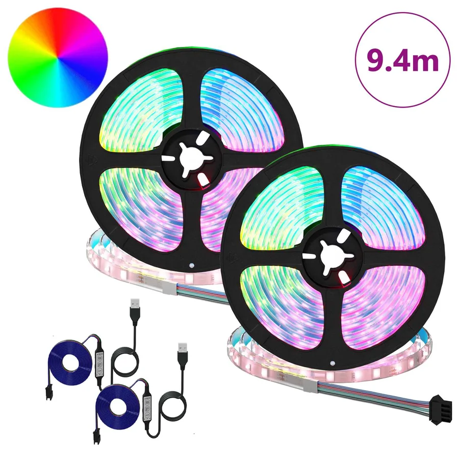 Bande LED 2 pcs Noir et Transparent 4700 mm Cuivre et plastique - 2
