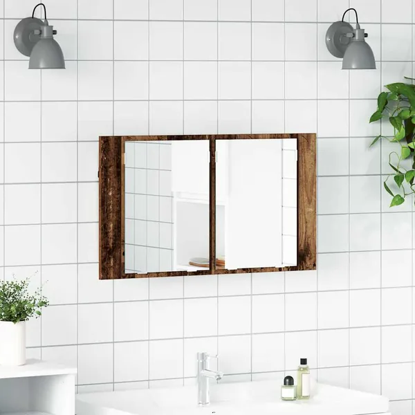 Armoire Miroir de Salle de Bain Bois Ancien 80 x 12 x 45 cm