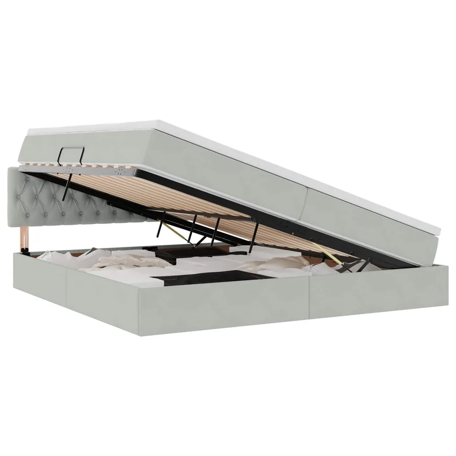 Lit de rangement LED avec matelas Gris clair 200 x 200 cm - 2