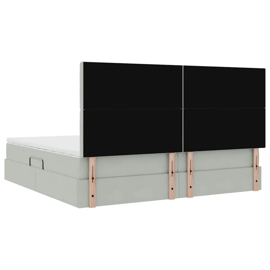 Lit avec rangement et matelas Gris clair 200 x 200 cm Velours - 11