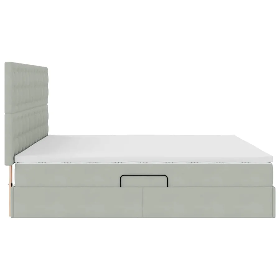 Lit avec rangement et matelas Gris clair 200 x 200 cm Velours - 8
