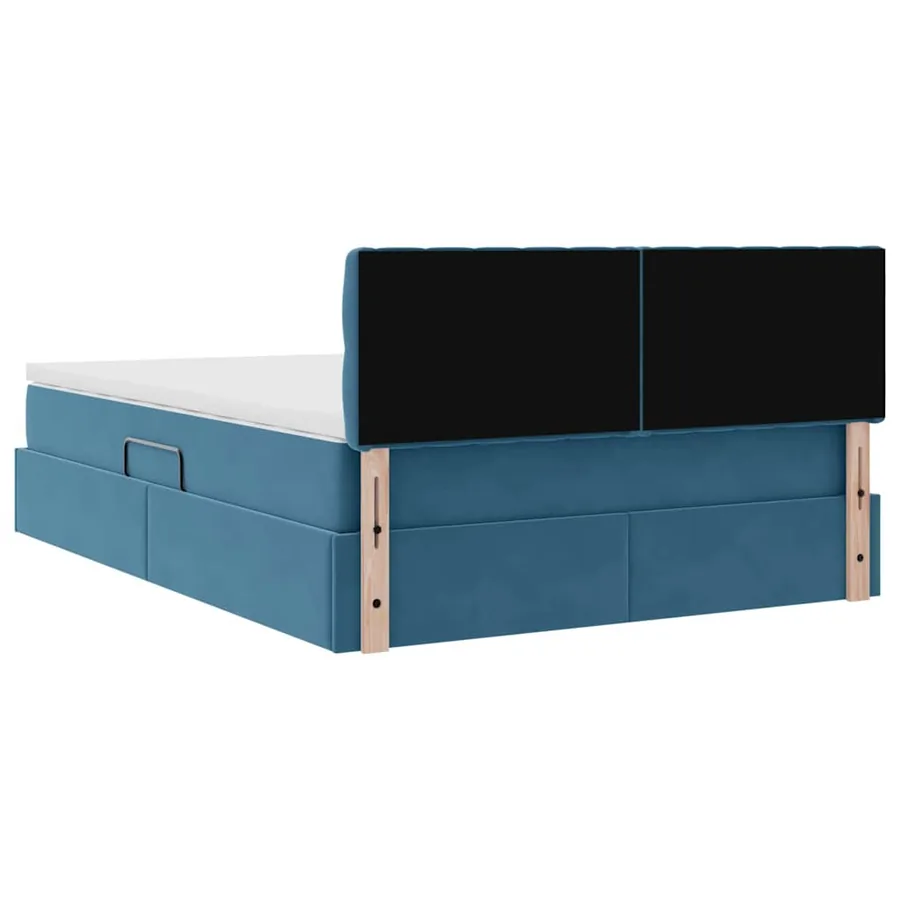 Lit de Rangement avec matelas Bleu foncé 140 x 190 cm Velours - 11