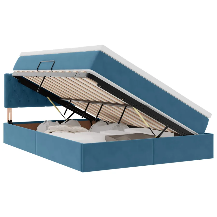 Lit de Rangement avec matelas Bleu foncé 140 x 190 cm Velours - 2