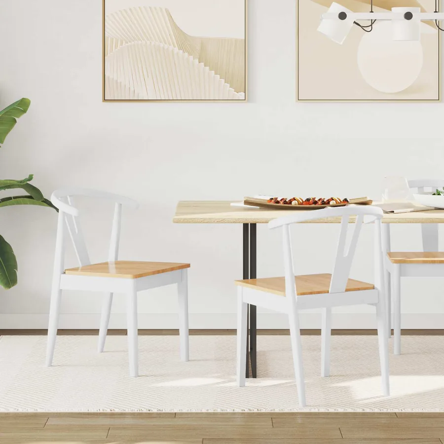 Chaise de salle à manger 2 pcs Blanc et Naturel