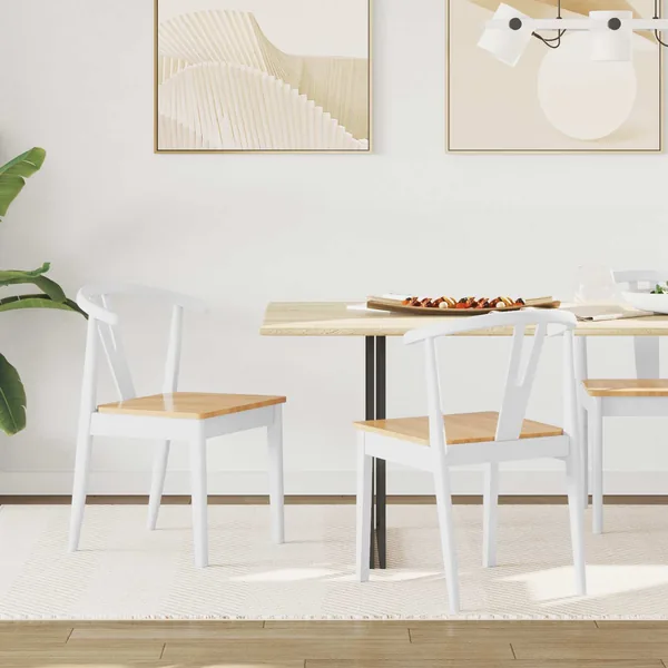 Chaise de salle à manger 2 pcs Blanc et Naturel