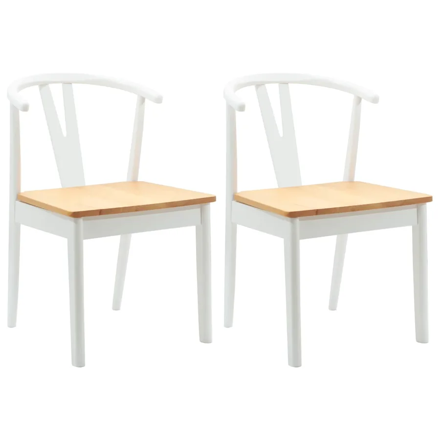 Chaise de salle à manger 2 pcs Blanc et Naturel - 2