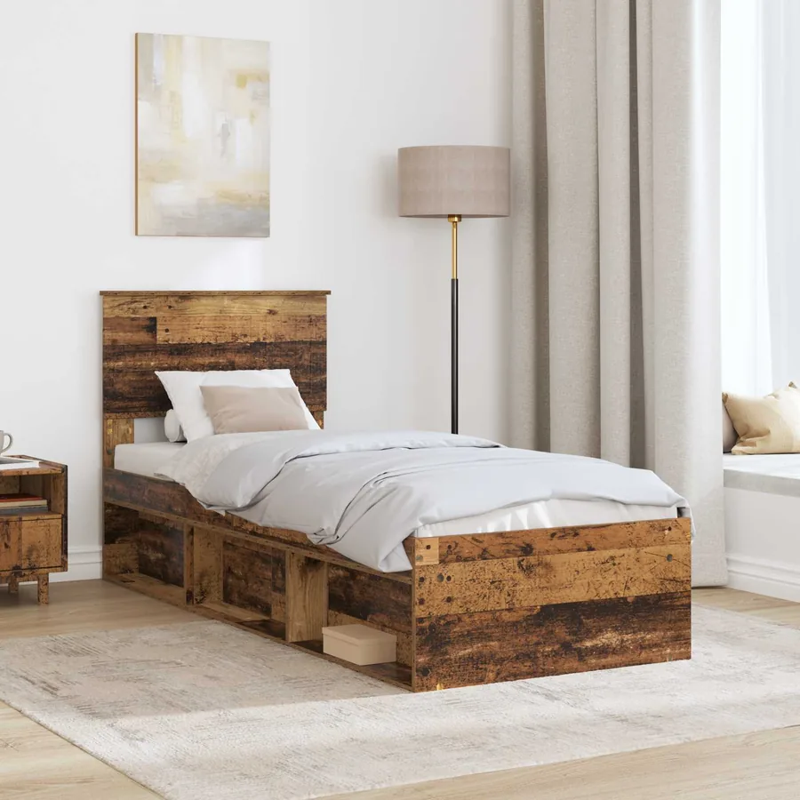 Cadre de lit Bois ancien 75 x 190 cm Pin massif - 3