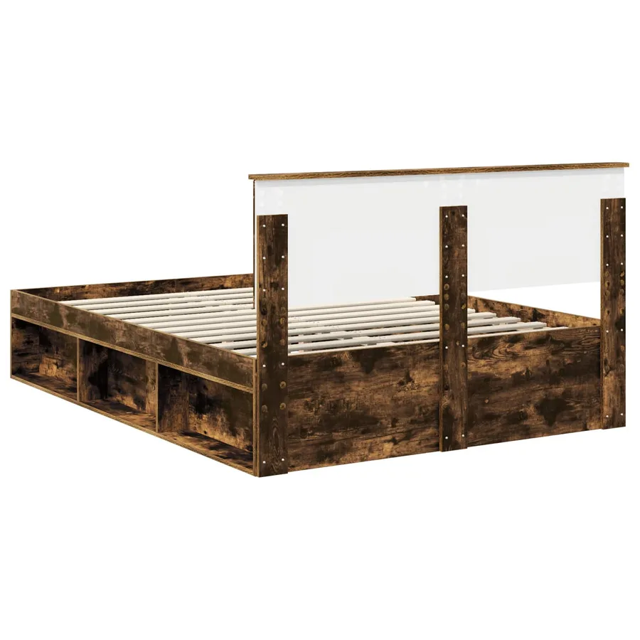 Cadre de lit Chêne fumé 135 x 190 cm Pin massif - 9