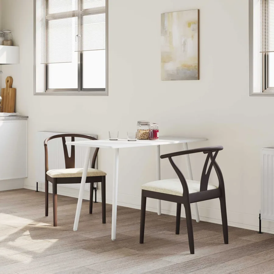 Chaise de salle à manger 2 pcs Marron clair et clair - 3