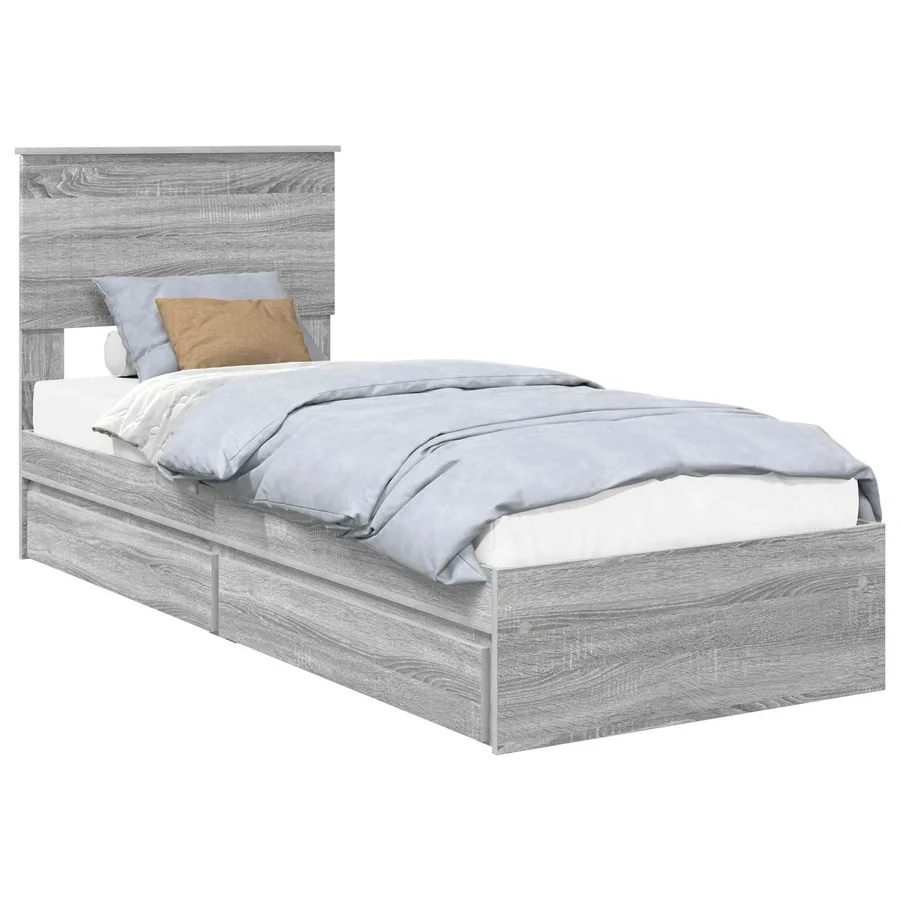 Lit de Rangement Gris Sonoma 75 x 190 cm Bois d'ingénierie - 2