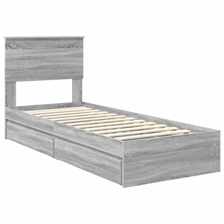 Lit de Rangement Gris Sonoma 75 x 190 cm Bois d'ingénierie - 4