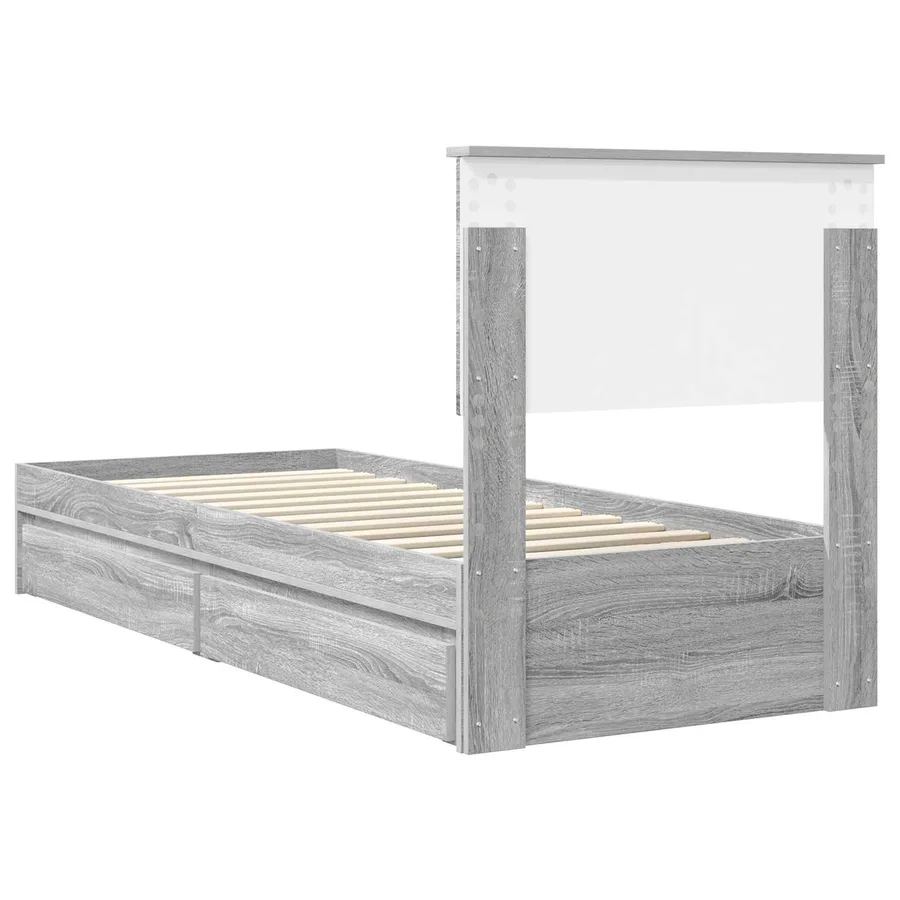 Lit de Rangement Gris Sonoma 75 x 190 cm Bois d'ingénierie - 8