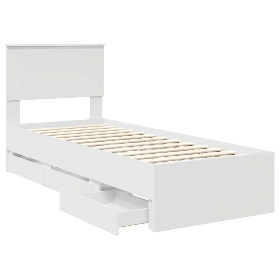 Cadre de lit avec tiroir Blanc 75 x 190 cm Bois Ingénierie - 5