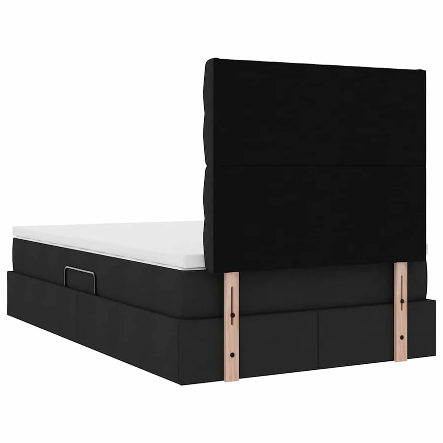 Lit avec rangement et matelas Noir 120 x 200 cm tissu - 11
