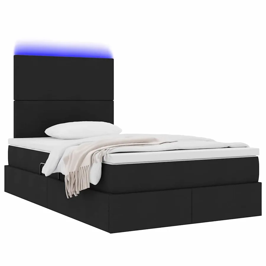 Lit de rangement LED avec matelas Noir 120 x 200 cm Tissu - 3
