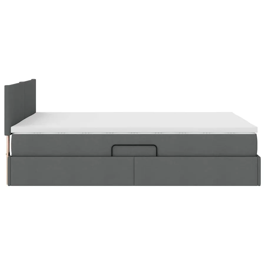 Lit de rangement LED avec matelas Gris foncé 140 x 190 cm Tissu - 11