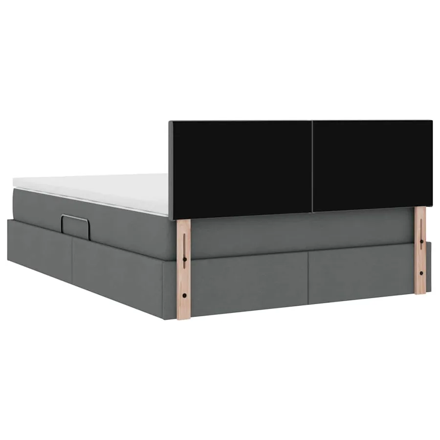 Lit de rangement LED avec matelas Gris foncé 140 x 190 cm Tissu - 12