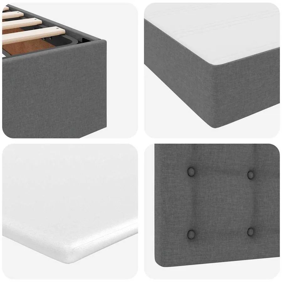 Lit de rangement LED avec matelas Gris foncé 140 x 190 cm Tissu - 13