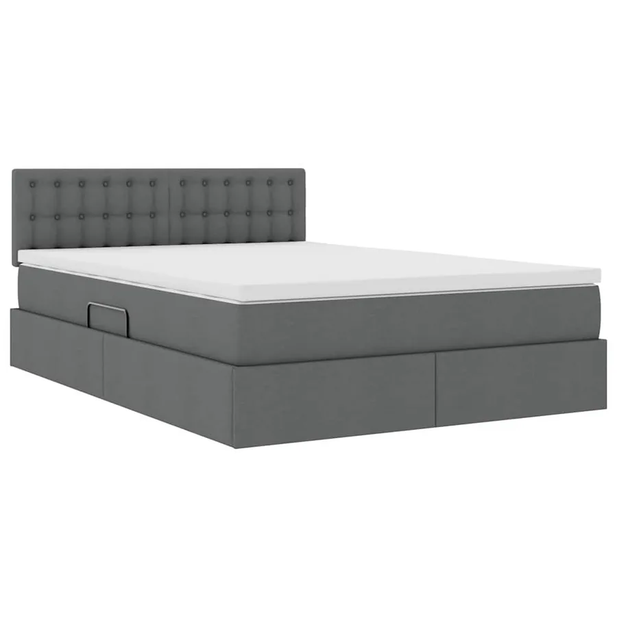 Lit de rangement LED avec matelas Gris foncé 140 x 190 cm Tissu - 6