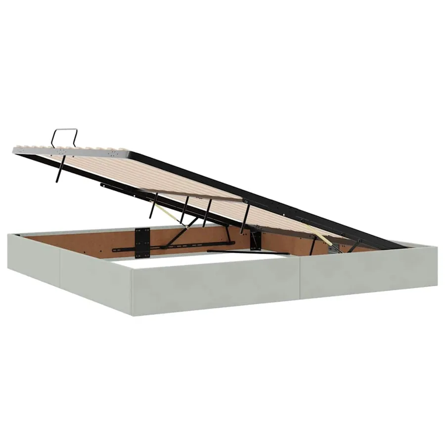 Lit avec rangement et matelas Gris clair 200 x 200 cm Velours - 6