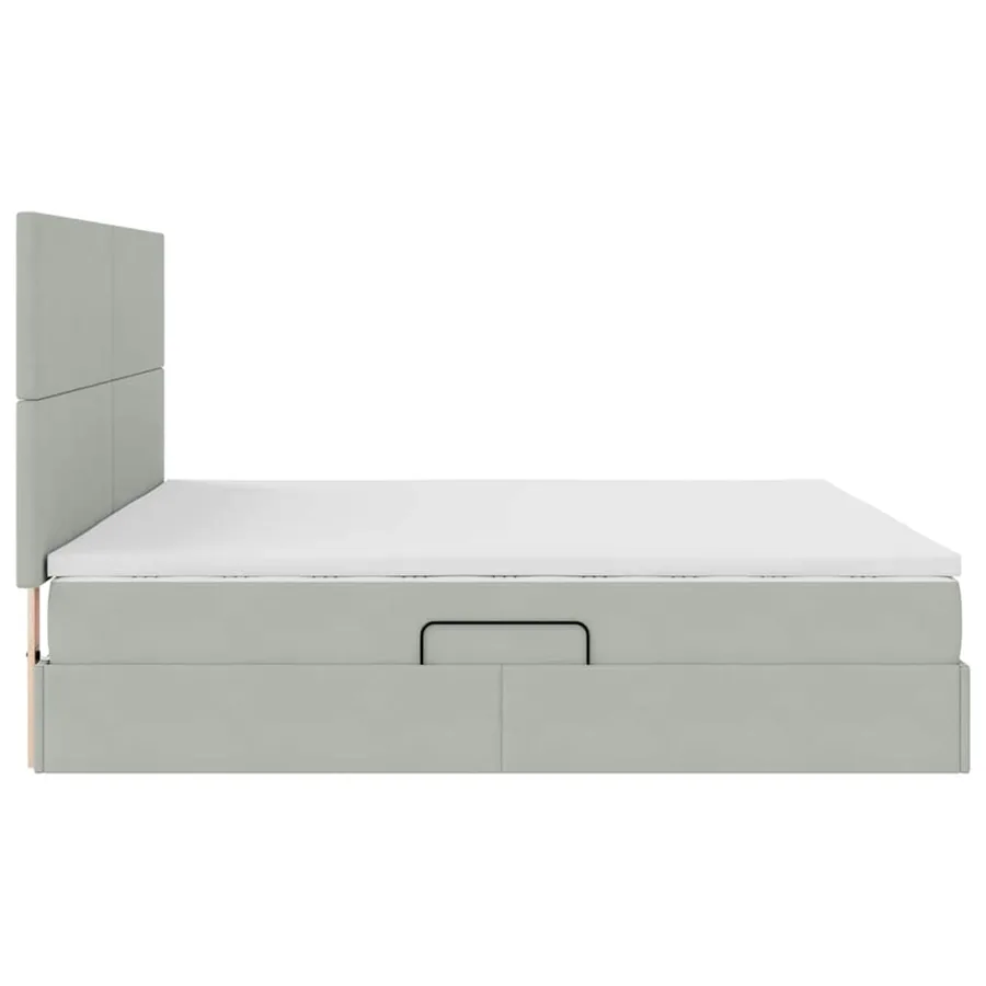Lit avec rangement et matelas Gris clair 200 x 200 cm Velours - 8