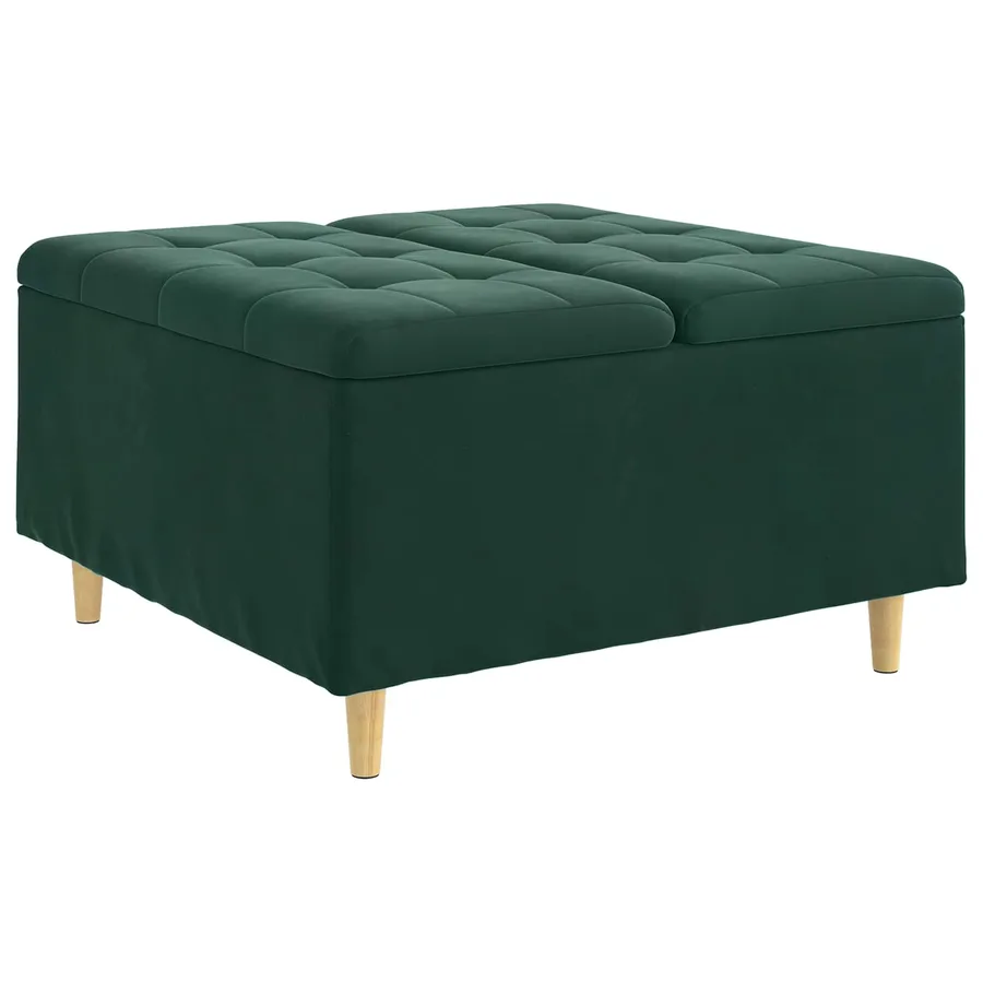 Pouf de rangement Vert foncé 80 x 80 x 45 cm Velours - 2