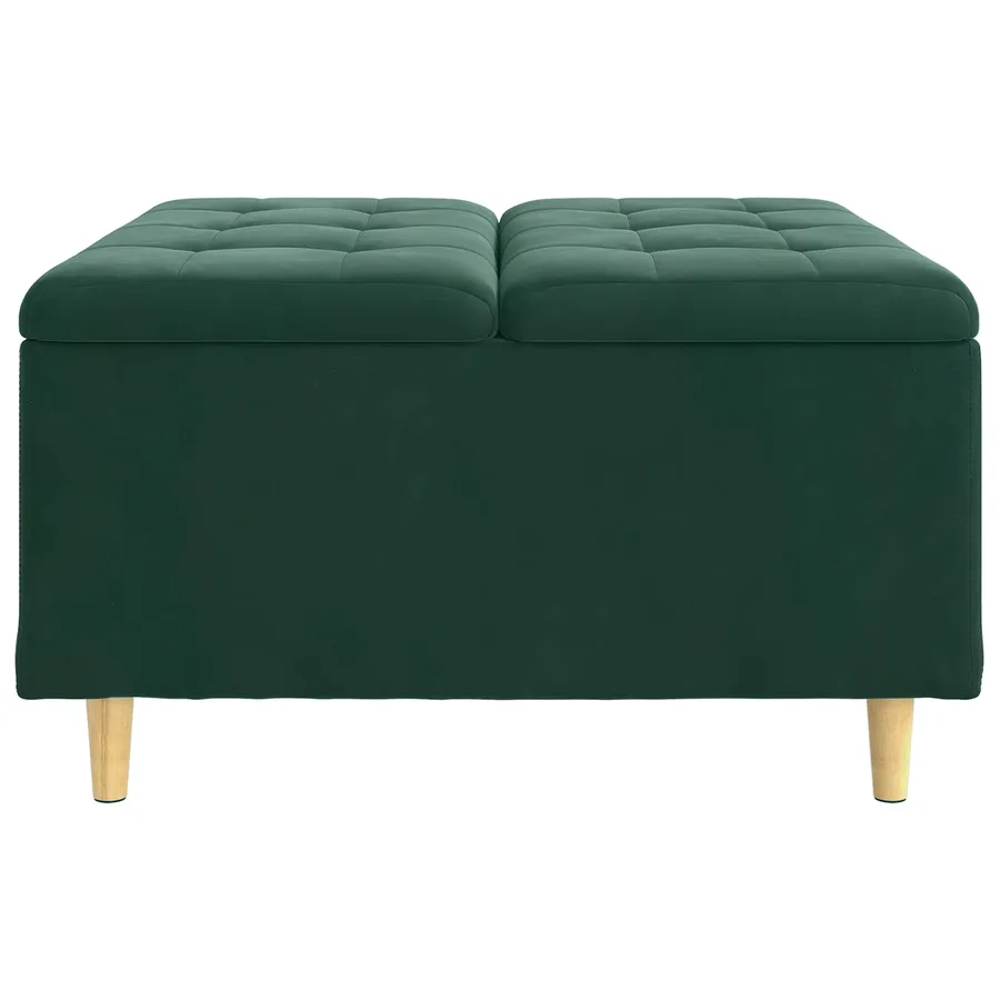 Pouf de rangement Vert foncé 80 x 80 x 45 cm Velours - 5