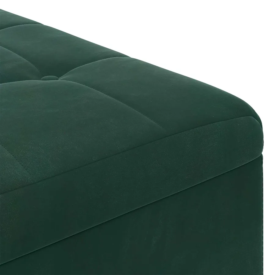 Pouf de rangement Vert foncé 80 x 80 x 45 cm Velours - 7