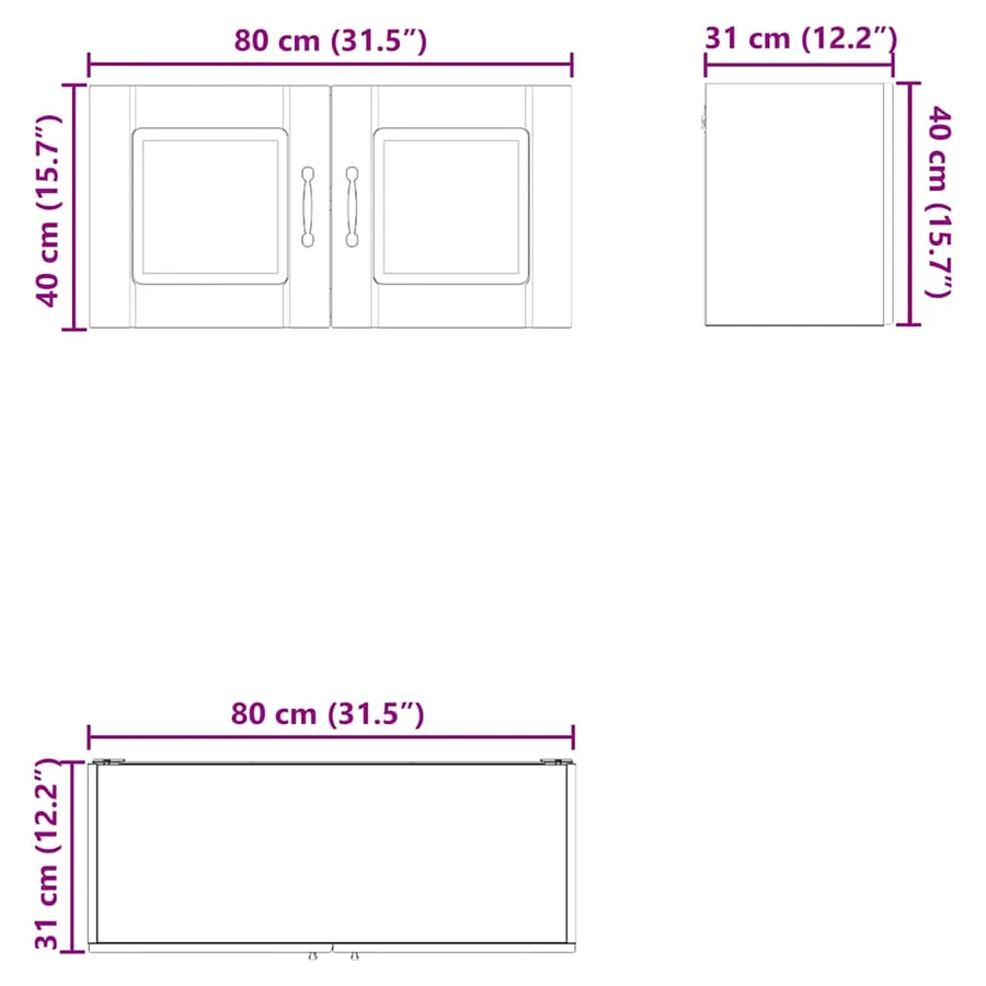 Meuble mural PORTO Noir 80 x 31 x 40 cm Bois d'ingénierie - 12