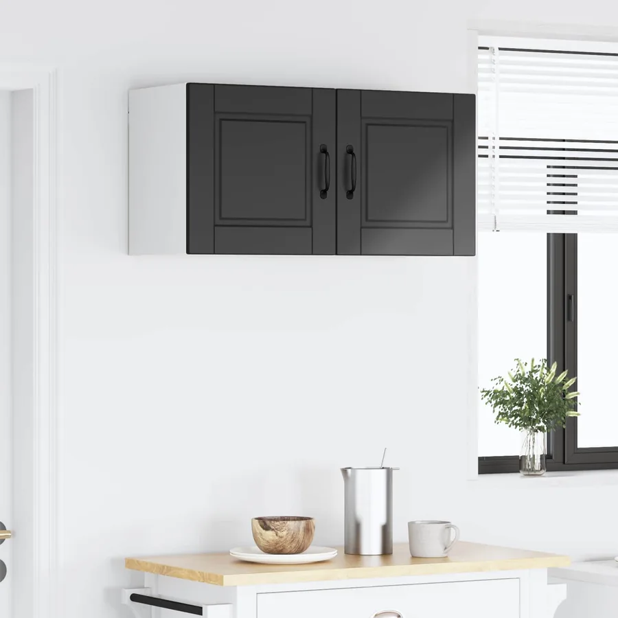 Meuble mural PORTO Noir 80 x 31 x 40 cm Bois d'ingénierie - 4