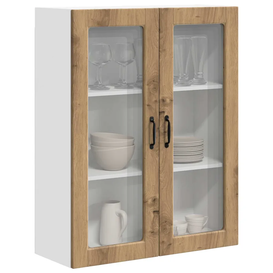 Cabinet en verre mural PORTO Chêne artisanal 80 x 31 x 100 cm - 3