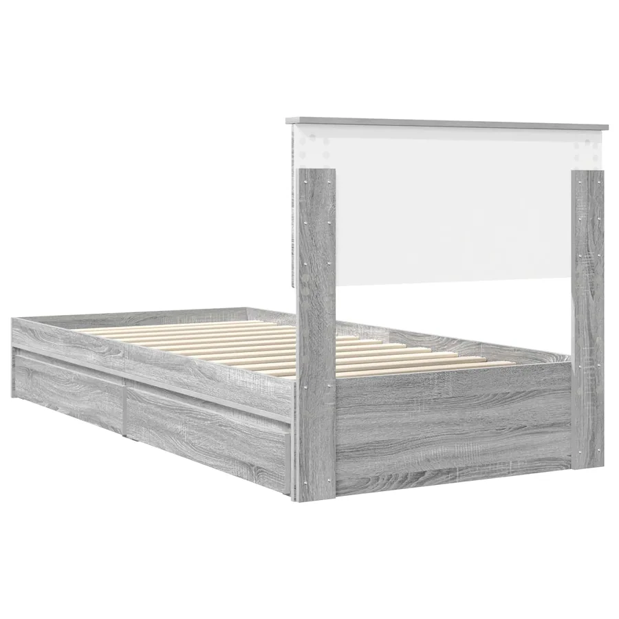 Lit de Rangement Gris Sonoma 90 x 200 cm Bois d'ingénierie - 10