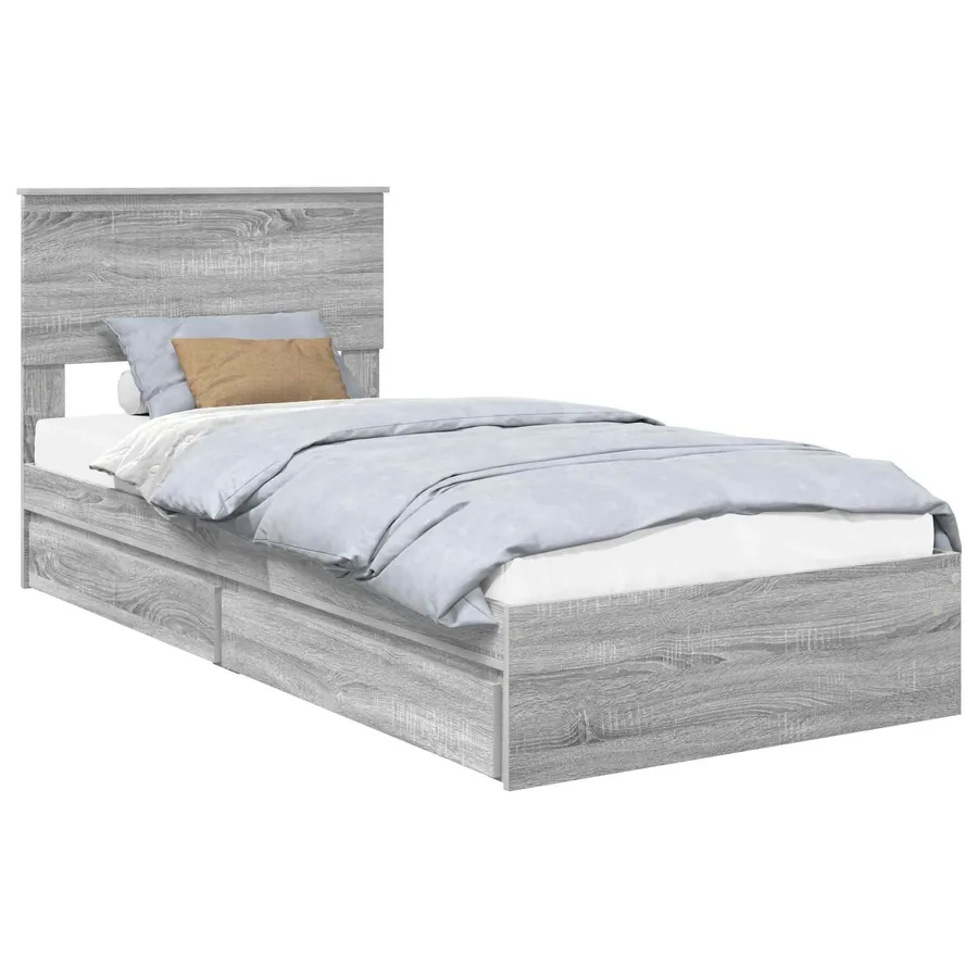 Lit de Rangement Gris Sonoma 90 x 200 cm Bois d'ingénierie - 2