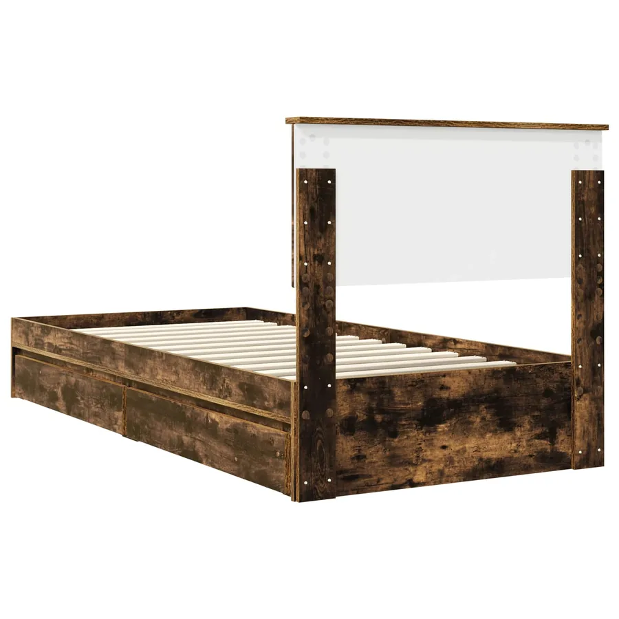 Lit de Rangement Chêne fumé 90 x 190 cm Bois d'ingénierie - 8