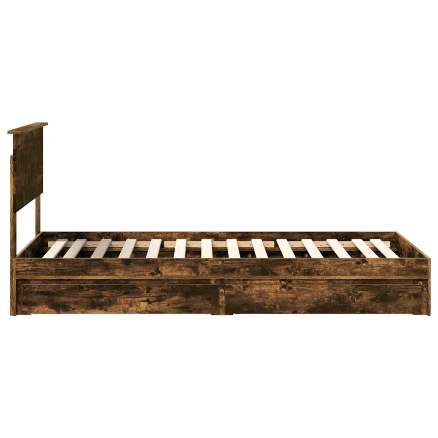 Lit de Rangement Chêne fumé 90 x 190 cm Bois d'ingénierie - 9