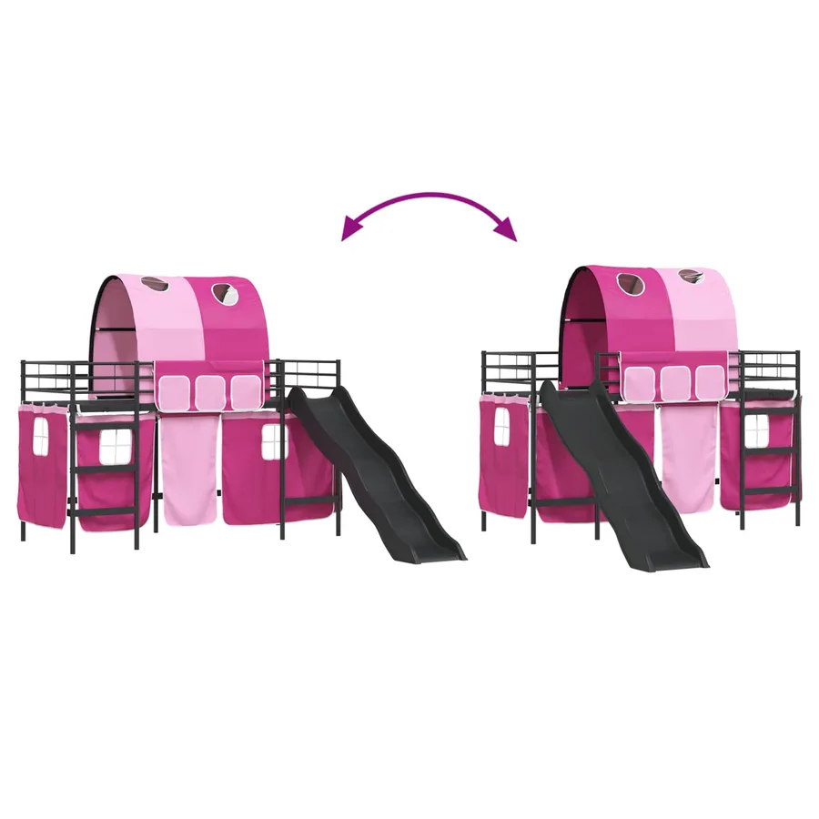 Lit mezzanine pour enfants Noir et rose 90 x 190 cm Métал - 14