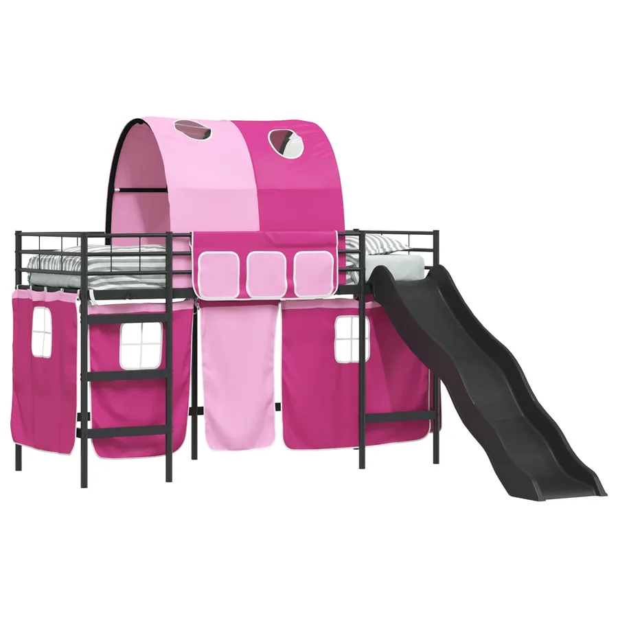 Lit mezzanine pour enfants Noir et rose 90 x 190 cm Métал - 2