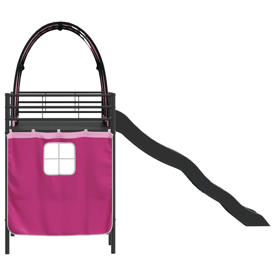 Lit mezzanine pour enfants Noir et rose 90 x 190 cm Métал - 9