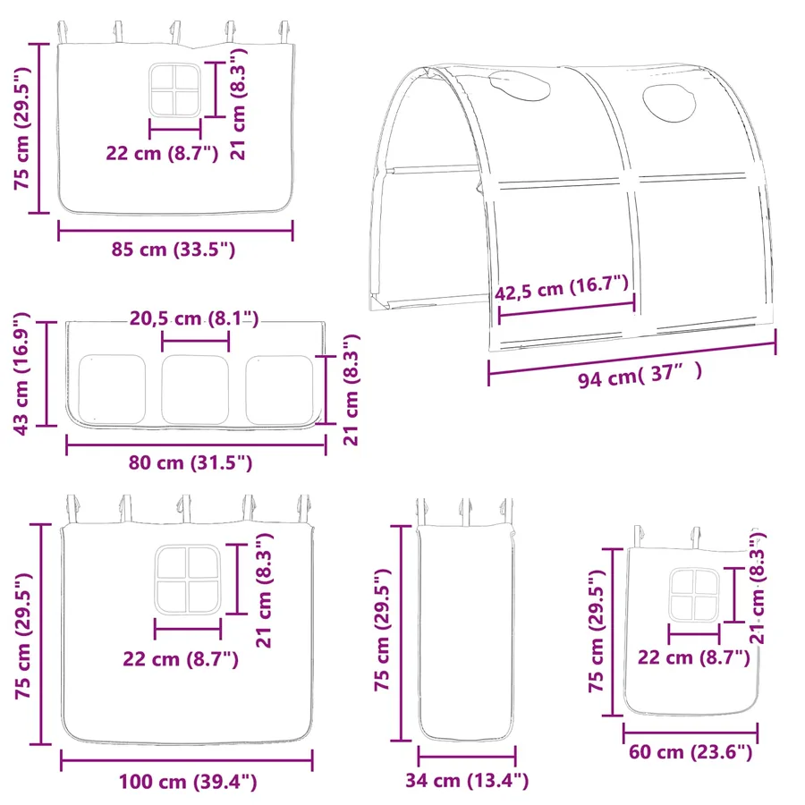 Lit mezzanine pour enfants Noir 90 x 200 cm Métал - 17
