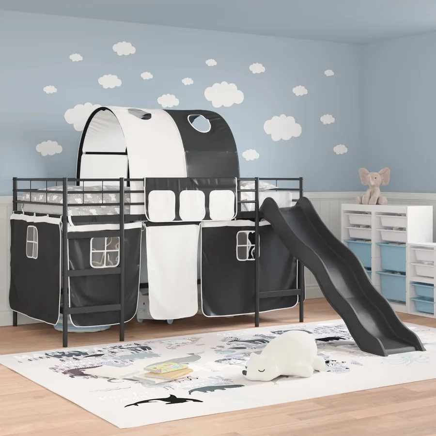 Lit mezzanine pour enfants Noir 90 x 200 cm Métал - 3
