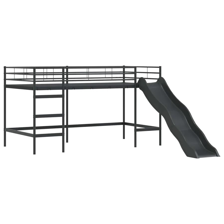 Lit mezzanine pour enfants Noir 90 x 200 cm Métал - 5
