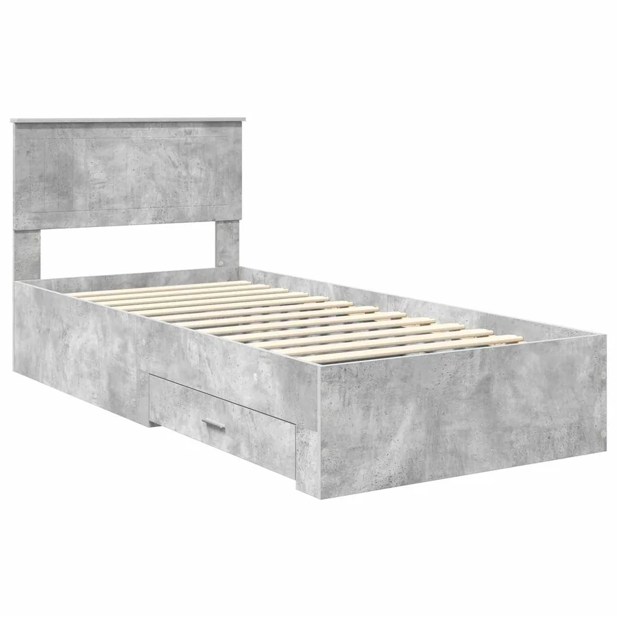 Cadre de lit Gris béton 90 x 200 cm Bois d'ingénierie - 4