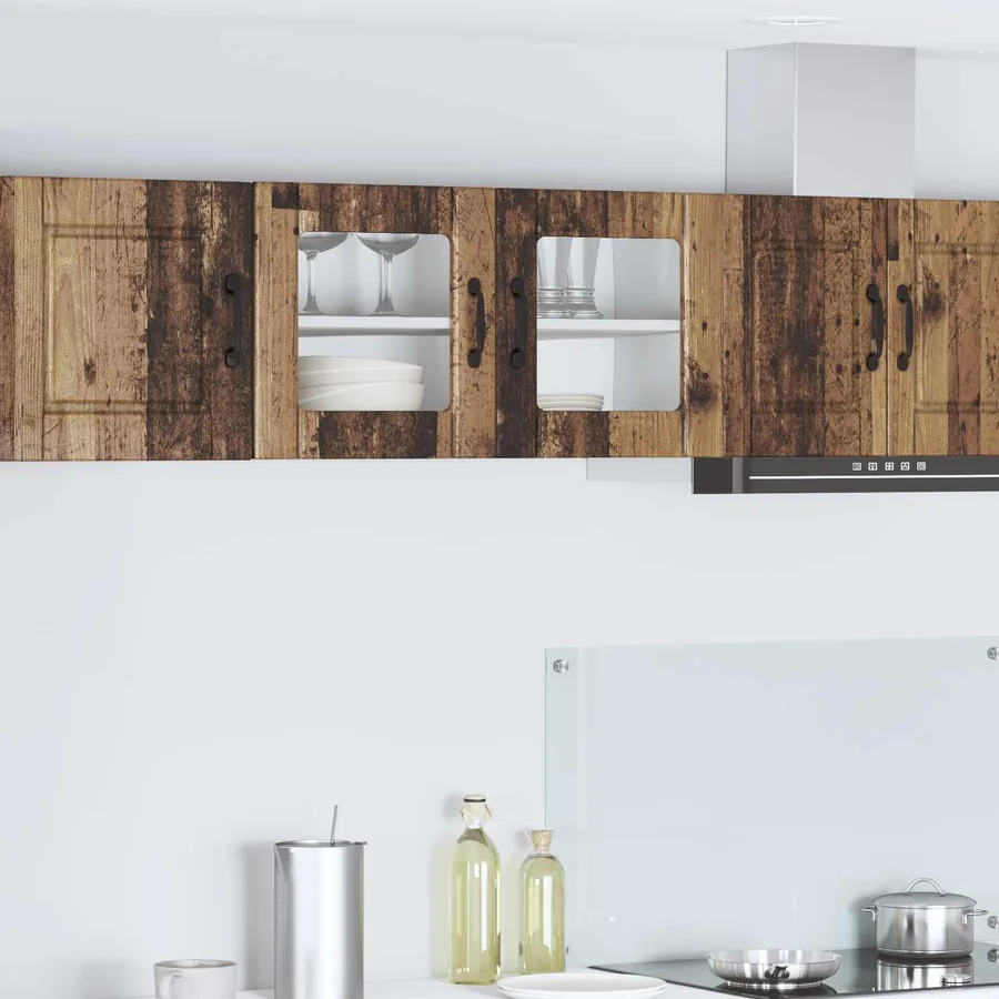 Cabinet en verre mural PORTO Bois ancien 80 x 31 x 40 cm