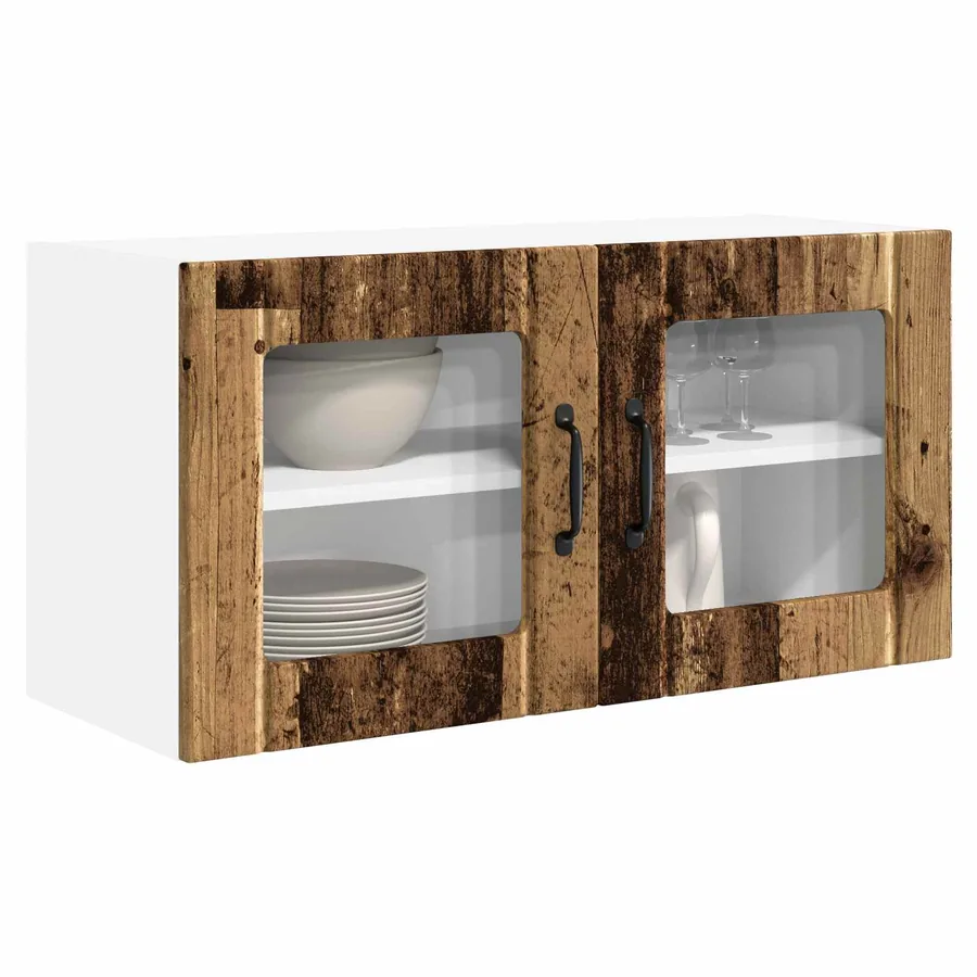 Cabinet en verre mural PORTO Bois ancien 80 x 31 x 40 cm - 3