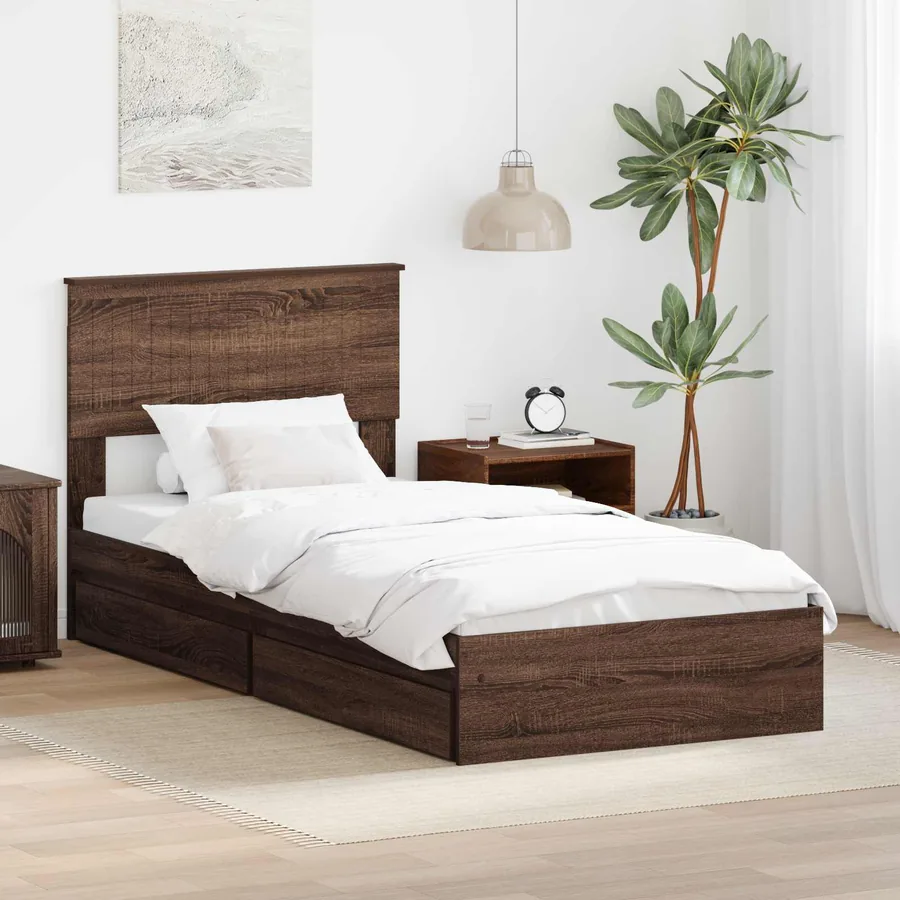Lit de Rangement Chêne brun 90 x 190 cm Bois d'ingénierie