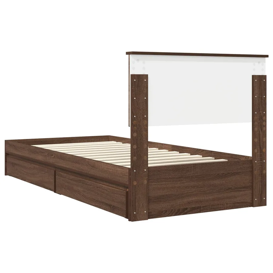 Lit de Rangement Chêne brun 90 x 190 cm Bois d'ingénierie - 10