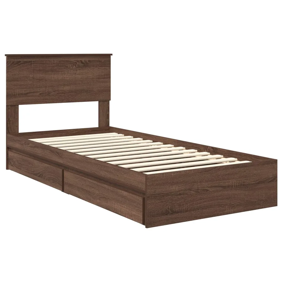 Lit de Rangement Chêne brun 90 x 190 cm Bois d'ingénierie - 4